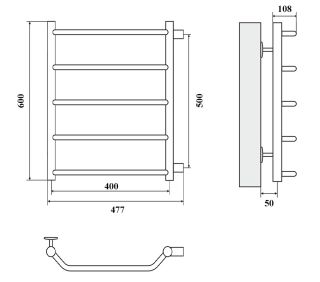 Полотенцесушитель водяной Domoterm Лаура П5 400x600-500 хром