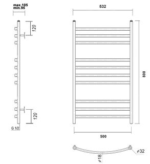 Полотенцесушитель водяной Domoterm Калипсо П10 500x800 хром