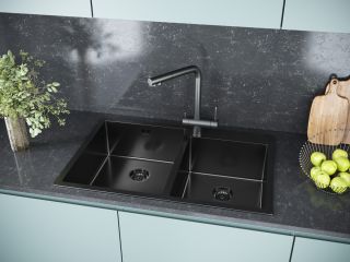 Мойка кухонная Paulmark Kroner PM237851-GM воронёная сталь