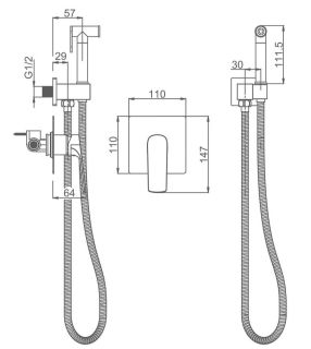 Гигиенический душ со смесителем Splenka S30.53.03 золотой сатин