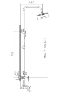 Душевая стойка Haiba HB24548-7 чёрный матовый
