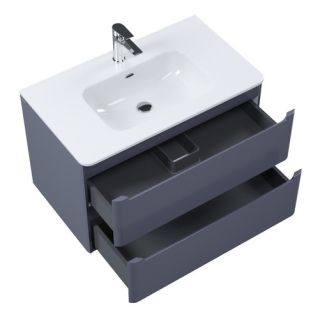 Подвесная тумба с раковиной IDDIS Edifice EDI80D0i95K 80см тёмно-серый