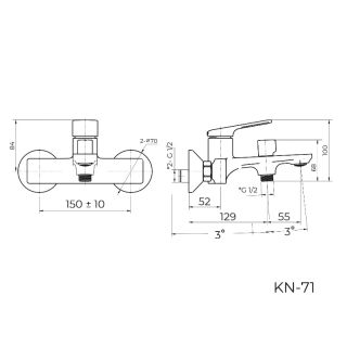 Смеситель для ванны Knotlor KN-71/BL, черный