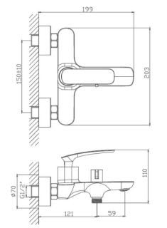 Смеситель для ванны Haiba HB60616 хром