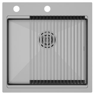 Комплект Paulmark: мойка Kroner-Pro 51 и ролл-мат Pro PM705151-BS+R405-BS нержавеющая сталь