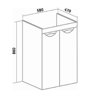 Тумба под раковину Runo  (под умывальник Гамма 120 лайт левое/ правое крыло + кронштейн) Лира 60 (УТ000003443)