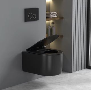 Подвесной унитаз Cerutti SPA Tanaro Aria MB CT9238 безободковый чёрный матовый