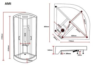 Душевая кабина Parly AMI 90x90см чёрный