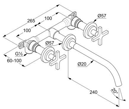 Встраиваемый смеситель для раковины Kludi Nova Fonte Classic хром 201460520