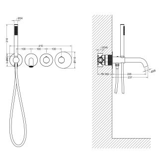 Смеситель встраиваемый для ванны с душем Timo Saona 2324/18YSM с термостатом чёрное золото