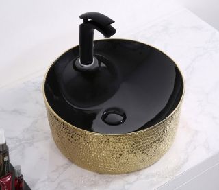 Раковина CeramaLux  D1306H022 черно-золотая 43 см