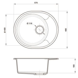 Мойка кухонная Reflexion Allonge 58-WH RF0658WH белый