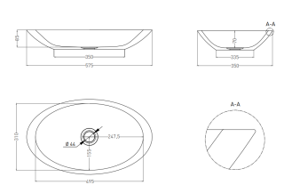 Накладная раковина Salini Callista 02 S-Sense 1101102GRF 58см RAL полностью