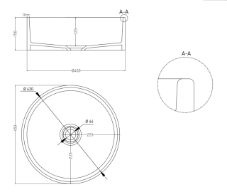 Накладная раковина Salini Armonia 02 S-Sense 130112GRF 45см RAL полностью