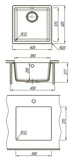 Кухонная мойка Lemark Sinara 400-U 9910066 шампань