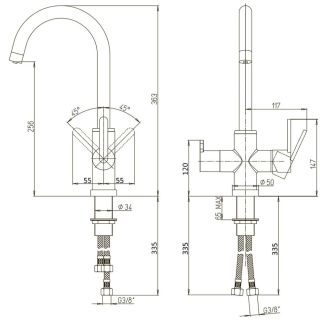 Смеситель для кухни Paini Cox 78PJ6433VL2KM с подводом для фильтра матовое золото