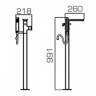 Смеситель Bravat Phillis F656101C-B3-ENG для ванны напольный с душем