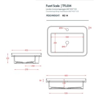Раковина ArtCeram Fuori Scala TFL034 37 00 серая 60 см