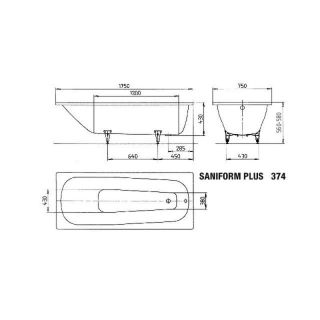 Стальная ванна KALDEWEI Saniform 374 112200013001 easy clean