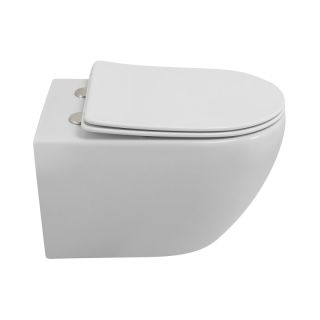 Унитаз подвесной Cezares Stream CZR-2426-TH-TOR/SC безободковый со смывом торнадо и крышкой-сиденьем микролифт белый