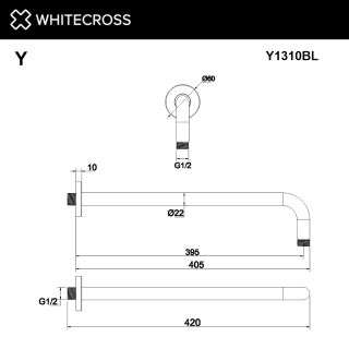 Кронштейн душевой настенный WHITECROSS Y1310BL чёрный матовый