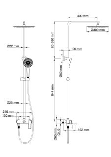 Душевая стойка Wonzon & Woghand Brilliant WW-88047079-MB чёрный матовый