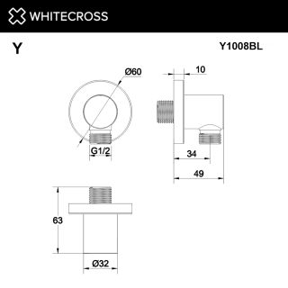 Угловой соединительный элемент WHITECROSS Y1008NIB брашированный никель