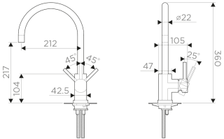 Смеситель для кухни Omoikiri Wakayama-GM