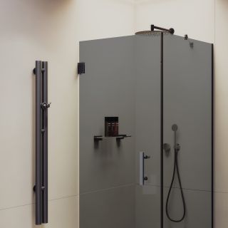 Душевой уголок MaybahGlass MGY-1308-6 90x90см чёрный/графит