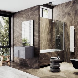 Шторка на ванну MaybahGlass MGV-782-5 70см хром матовый