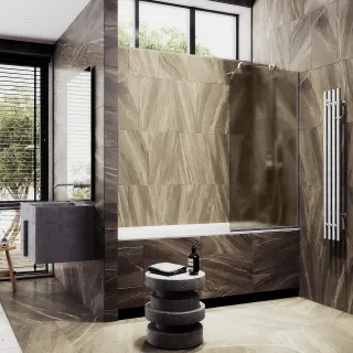 Шторка на ванну MaybahGlass MGV-125-5у 34см хром матовый