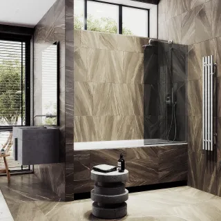 Шторка на ванну MaybahGlass MGV-128-5у 34см хром матовый