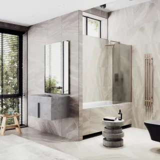 Шторка на ванну MaybahGlass MGV-607-2 50см бронза