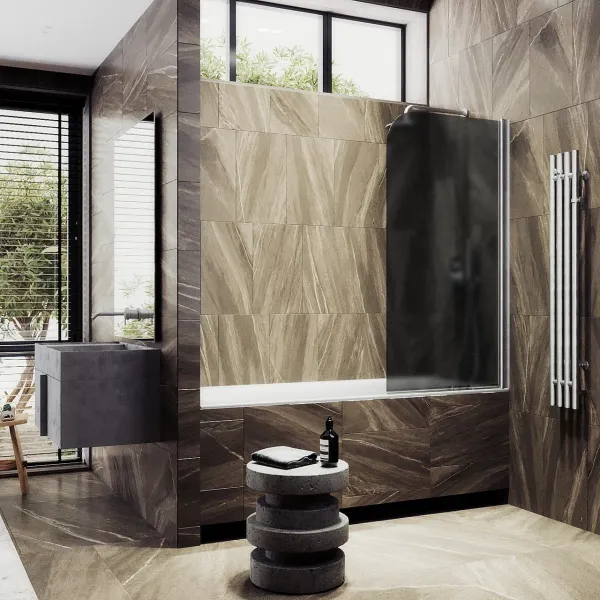 Шторка на ванну MaybahGlass MGV-624-5 80см хром матовый