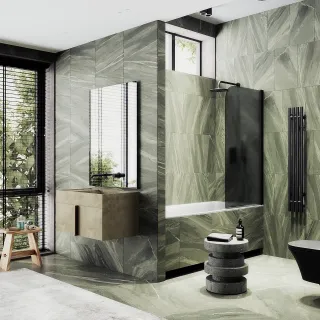 Шторка на ванну MaybahGlass MGV-619-6 70см чёрный