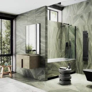 Шторка на ванну MaybahGlass MGV-64-6ш 80см чёрный