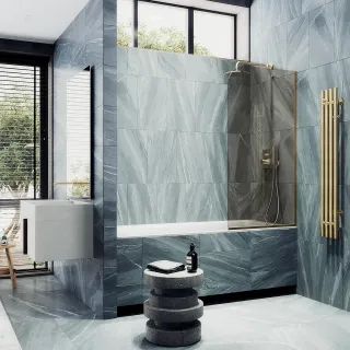 Шторка на ванну MaybahGlass MGV-69-3у 70см золото