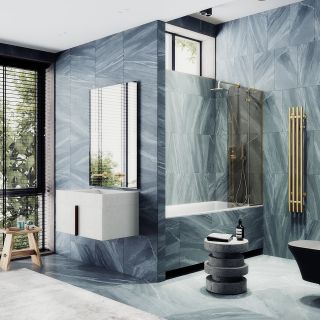 Шторка на ванну MaybahGlass MGV-657-3 69см золото