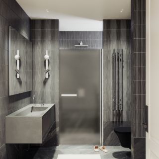 Душевая дверь MaybahGlass MGD-460-5 90см хром матовый/бронза матовая