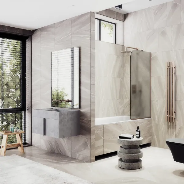 Шторка на ванну MaybahGlass MGV-74-2у 60см бронза