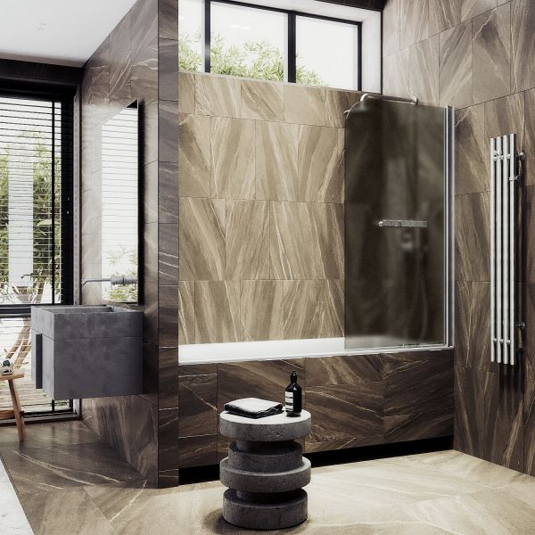 Шторка на ванну MaybahGlass MGV-766-5 40см хром матовый