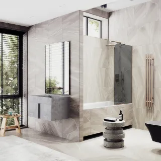 Шторка на ванну MaybahGlass MGV-128-2у 34см бронза