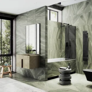 Шторка на ванну MaybahGlass MGV-82-6у 80см чёрный