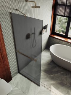 Душевая перегородка MaybahGlass MGD-730-2у 79см бронза