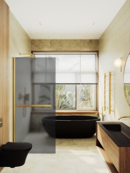 Душевая перегородка MaybahGlass MGD-730-3ш 79см золото