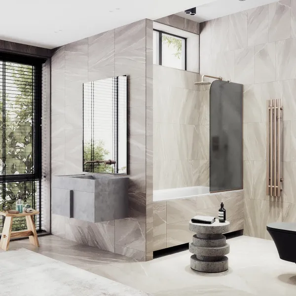 Шторка на ванну MaybahGlass MGV-129-2у 34см бронза