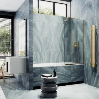 Шторка на ванну MaybahGlass MGV-90-3у 40см золото