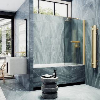 Шторка на ванну MaybahGlass MGV-769-3 40см золото