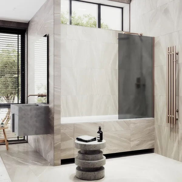 Шторка на ванну MaybahGlass MGV-86-2ш 60см бронза