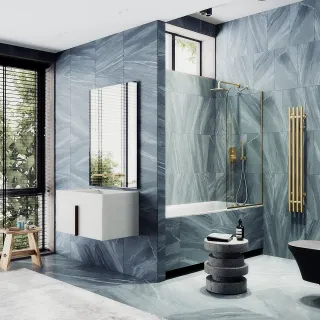 Шторка на ванну MaybahGlass MGV-154-3у 74см золото